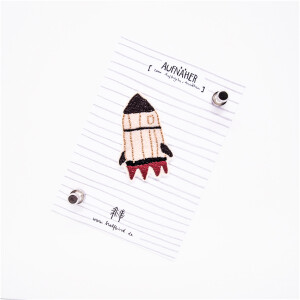 EMBROIDERED PATCH ROCKET WHITE