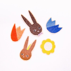 EMBROIDERED PATCH SET RABBITS &amp; FLOWERS (5 pcs.)