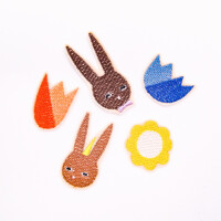 EMBROIDERED PATCH SET RABBITS & FLOWERS (5 pcs.)