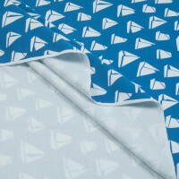 ORGANIC FRENCH TERRY BRUSHED SAILING BOAT BLUE