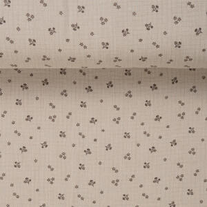 ORGANIC DOUBLE GAUZE BLOSSOM AND GRID TAUPE
