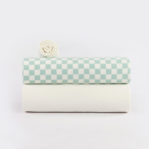 FRENCH TERRY CHECKERS WHITE/GREEN