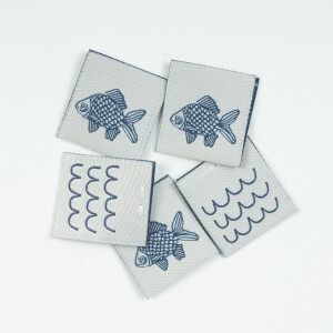 WOVEN LABEL SET WAVE AND FISH (5 pcs)